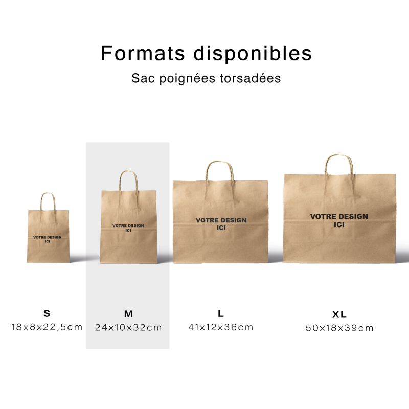 Sac poignées torsadées - Kraft brun