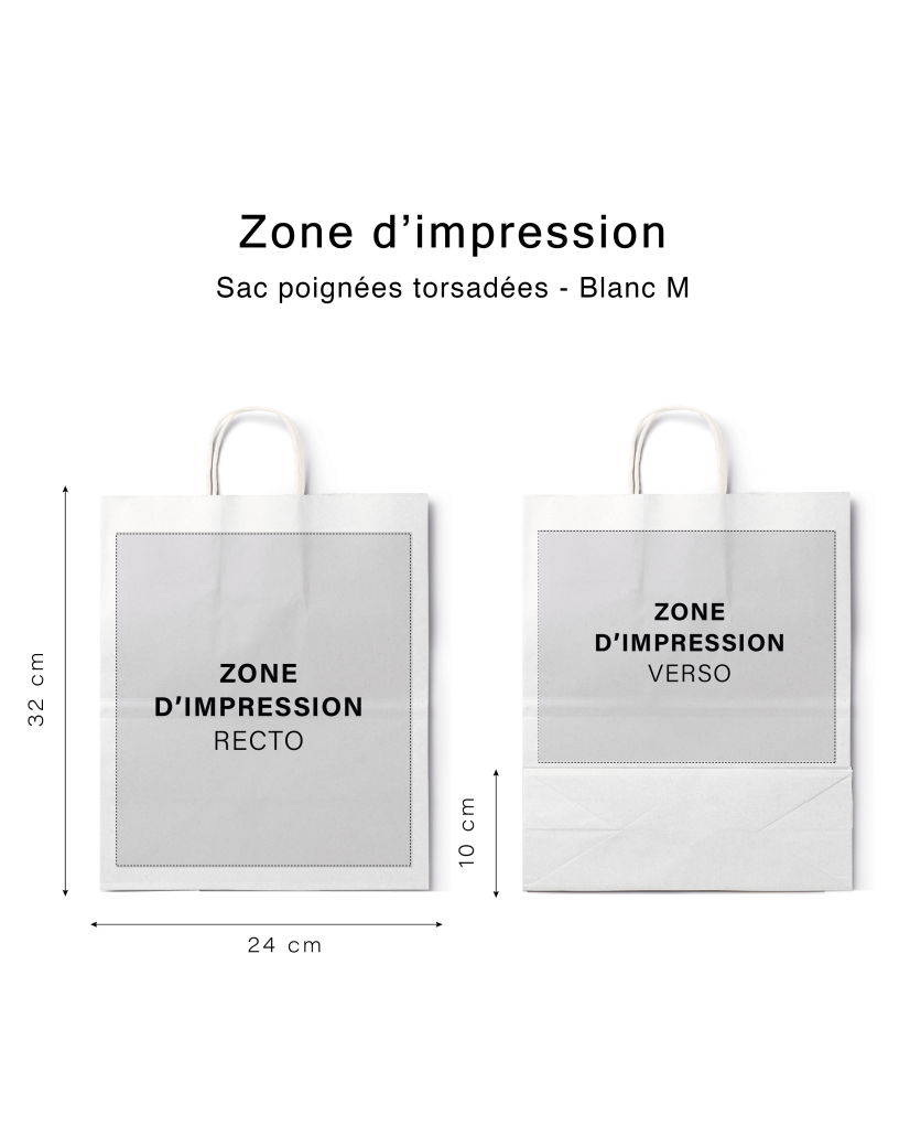 Sac poignées plates blanc