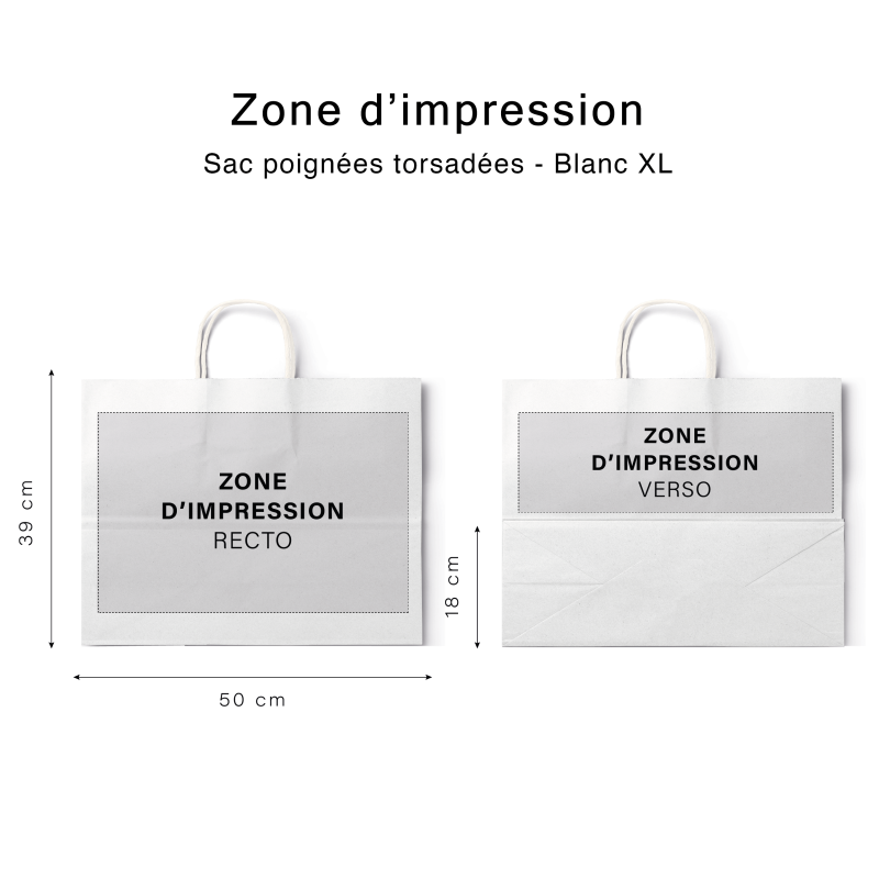 Sac poignées plates blanc