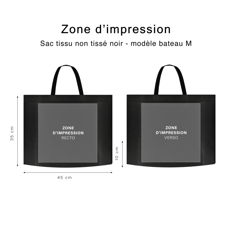 SAC TISSU NON TISSE NOIR - MODÈLE BATEAU M