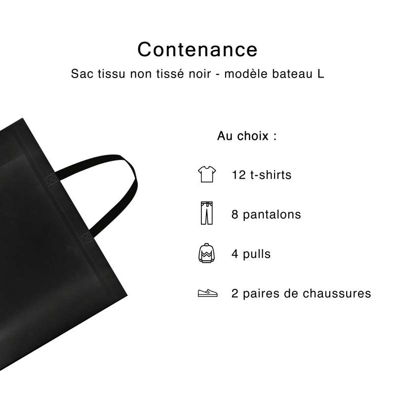 SAC TISSU NON TISSE NOIR - L