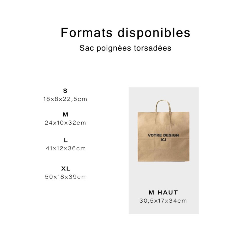 Sac poignée torsadée - Kraft M HAUT