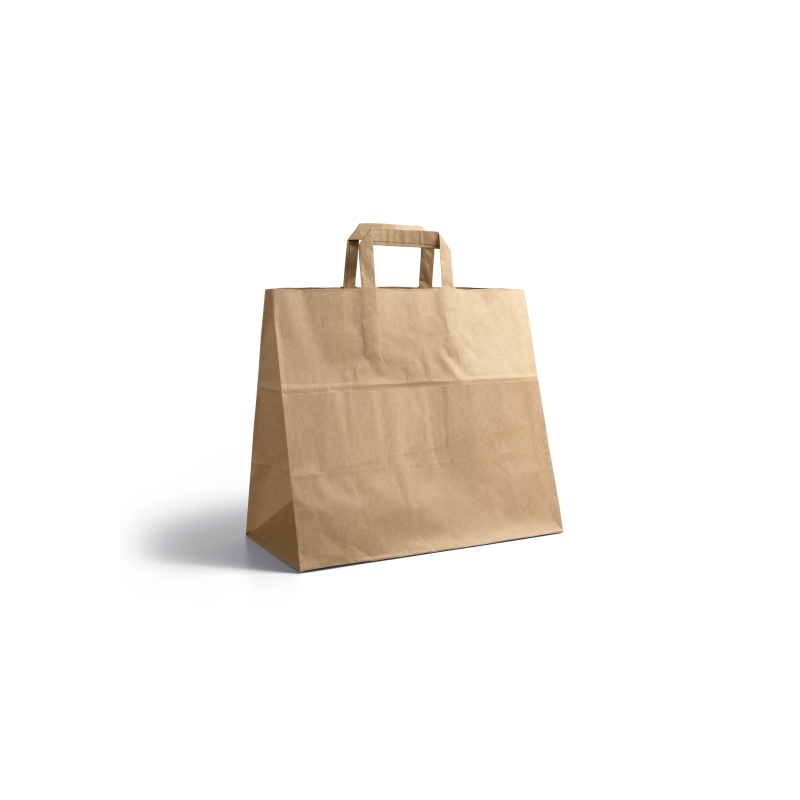 Flat handle bag - Kraft snack takeaway unprinted