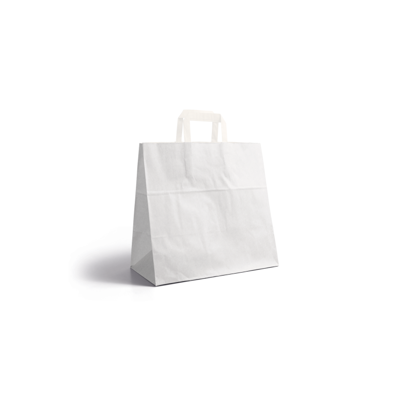 Flat handle bag - White snack takeaway without print