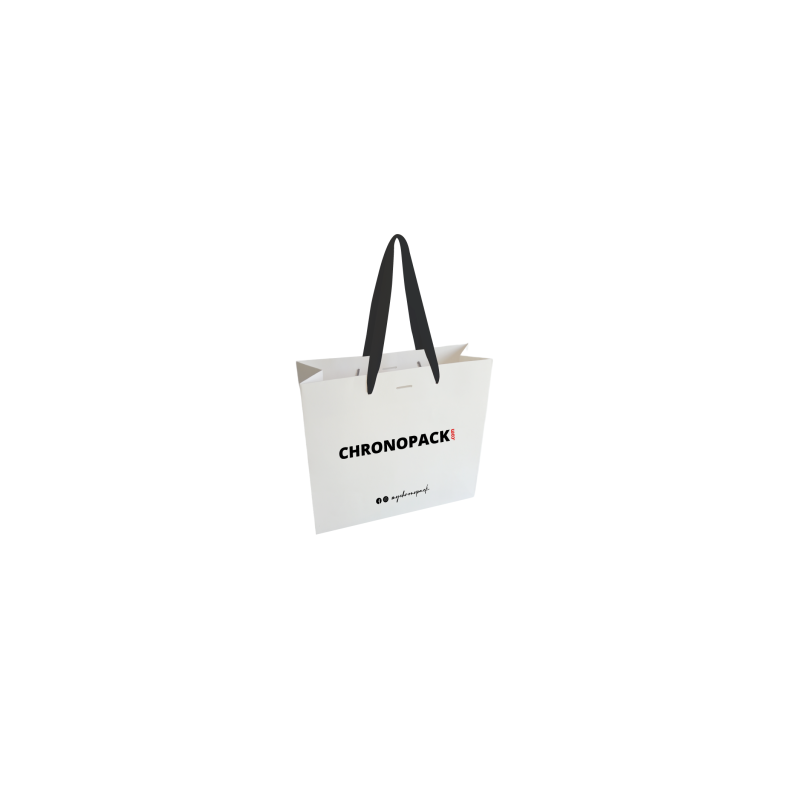 Bolsa de papel de lujo con asa de cinta - Blanca XS