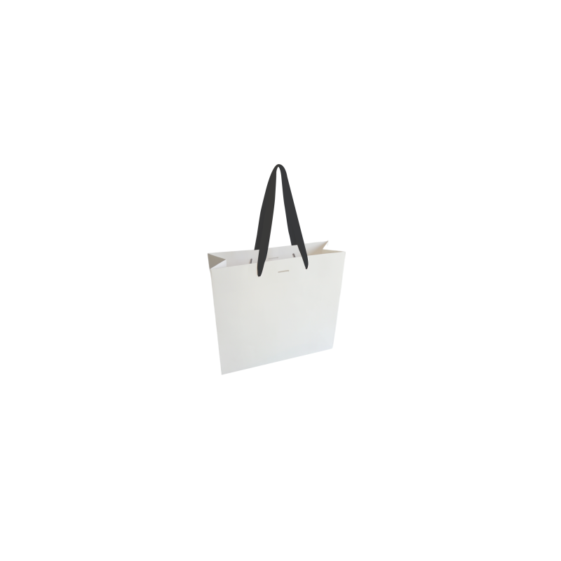 Bolsa de papel de lujo con asa de cinta - Blanca XS