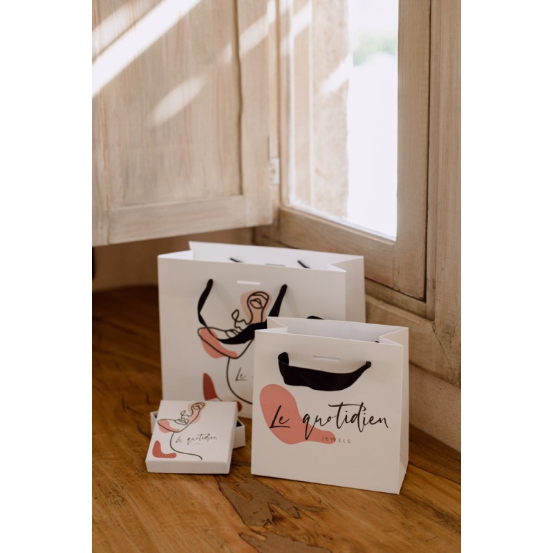 Luxe paper bag with ribbon handle - White XS