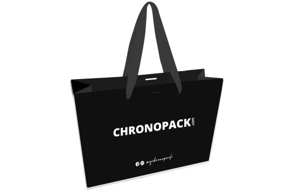 Chronopack Sac papier luxe poignées rubans - Noir M