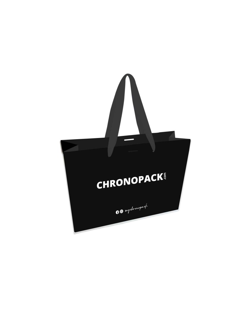 Chronopack Sac papier luxe poignées rubans - Noir M