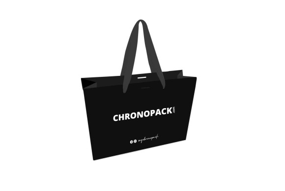 Chronopack Sac papier luxe poignées rubans - Noir S