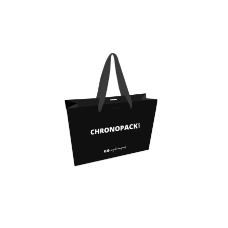 Chronopack Sac papier luxe poignées rubans - Noir S