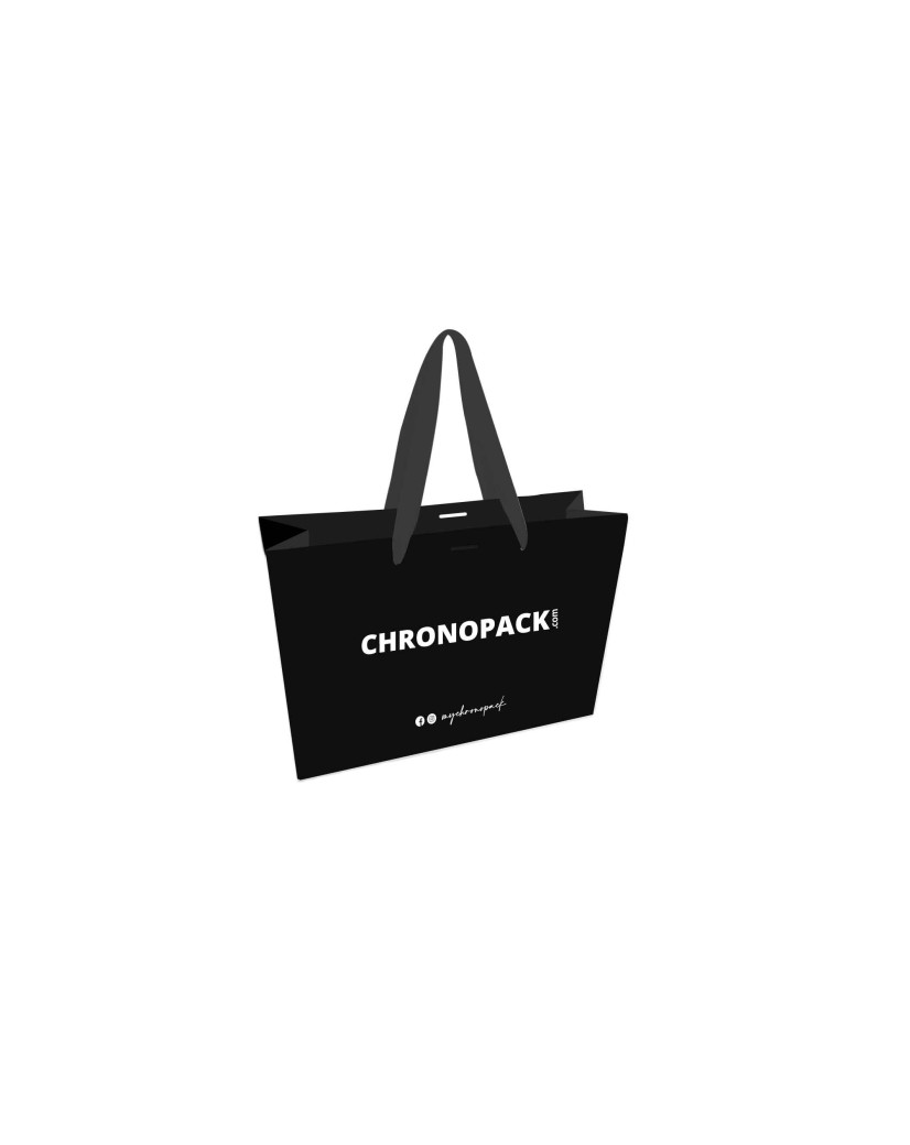 Luxury paper bags - Black S - Ribbon handles