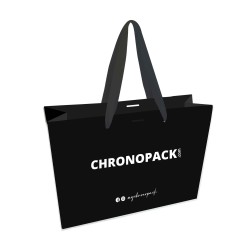 Luxury paper bags - Black L - Ribbon handles