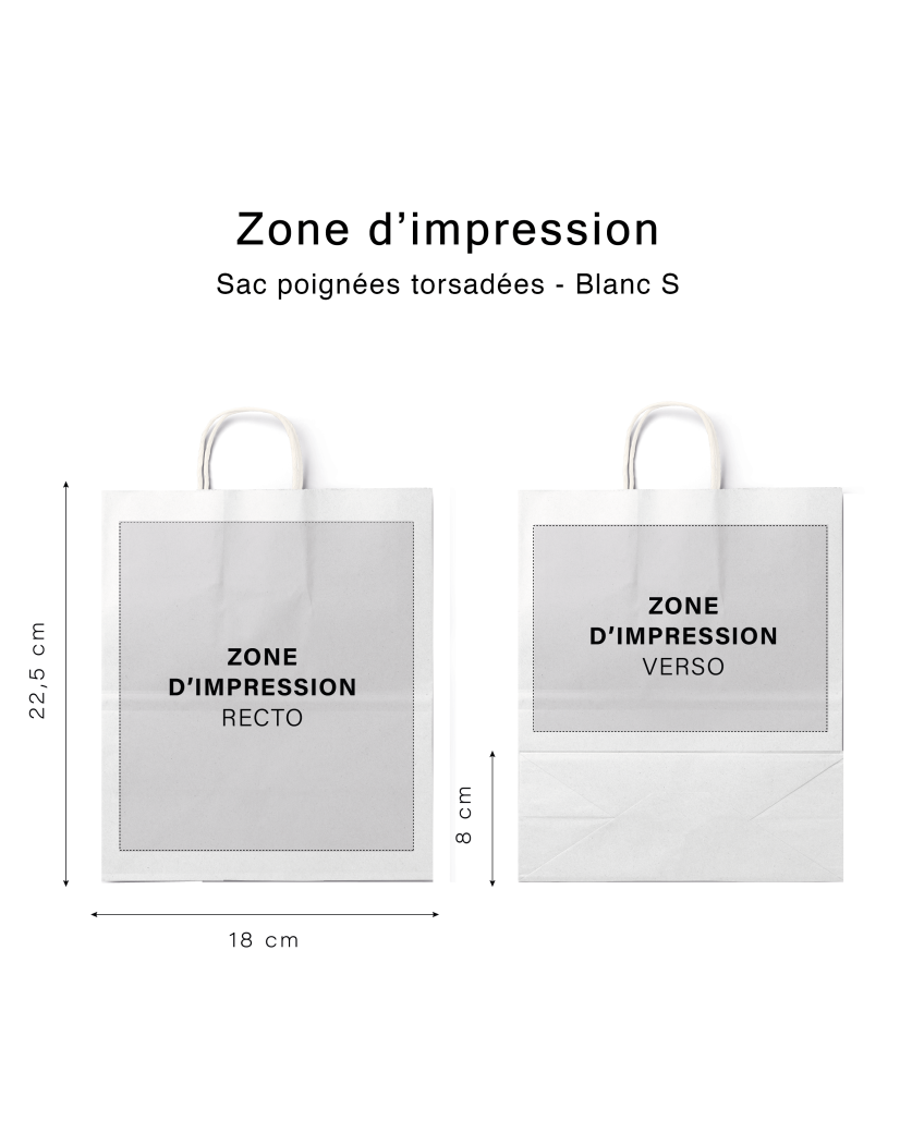 Sac poignées plates blanc