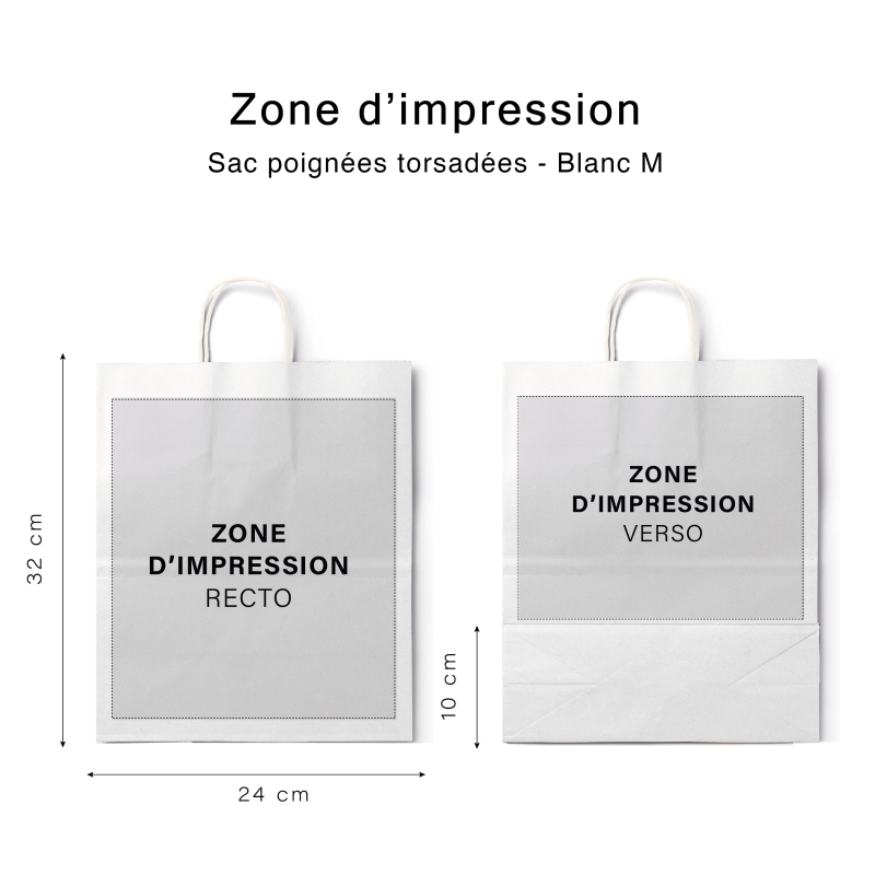 Bolsa con asas retorcidas - Kraft blanco