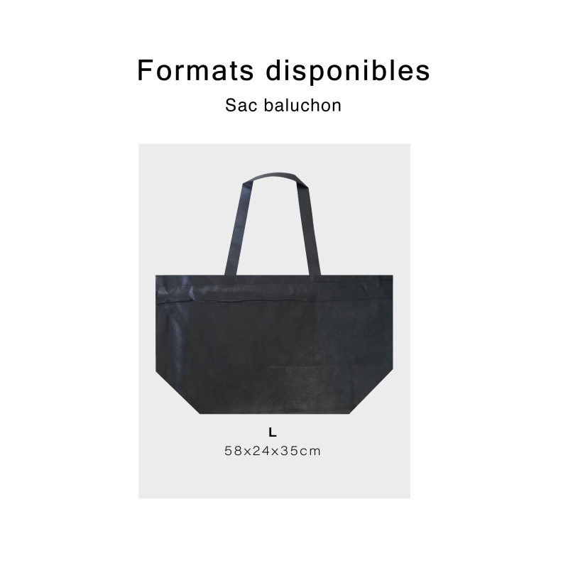 Bolso baluchon no tejido - Negro L sin impresión