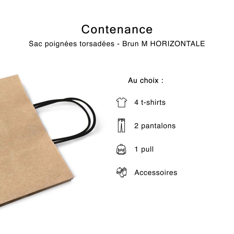 Chronopack Sac poignées torsadées noires Kraft M Horizontal