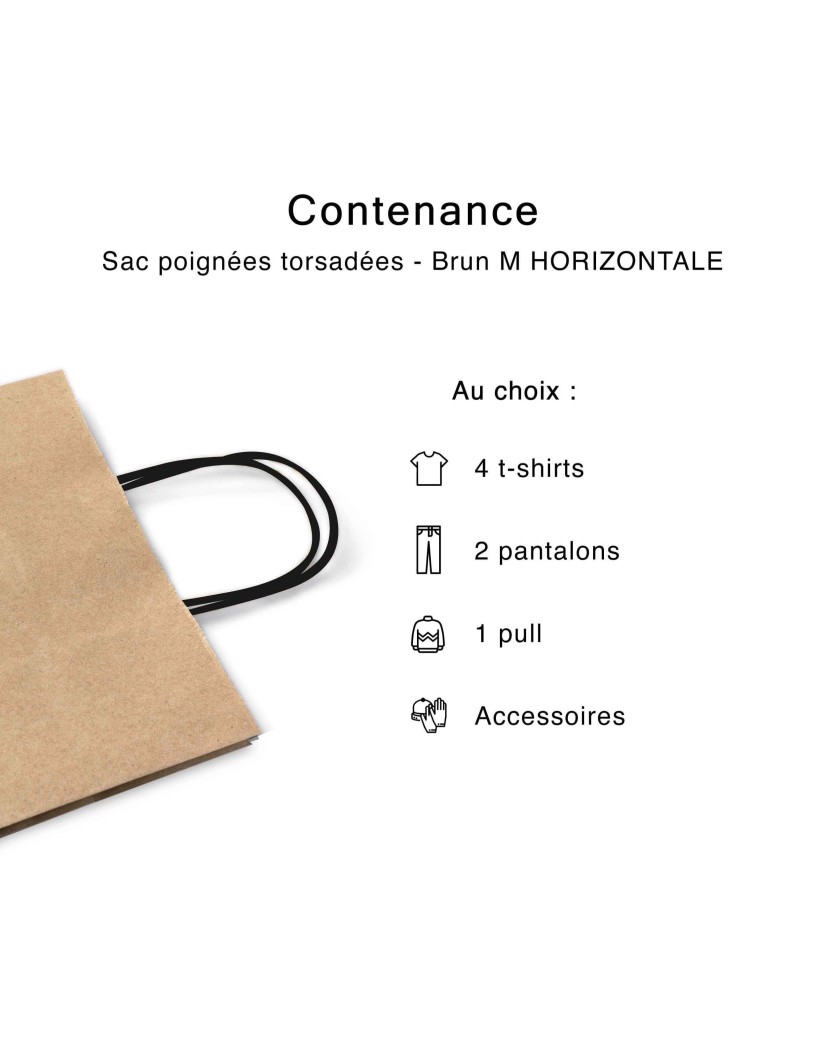 Chronopack Sac poignées torsadées noires Kraft M Horizontal