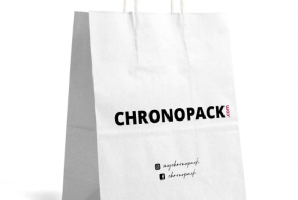 large paper bag cheap white logo printed delivered quickly in small quantities in stock