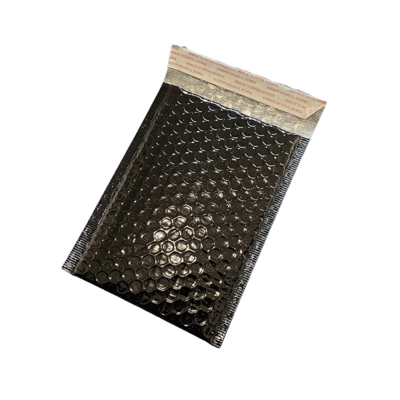 Metallic Bubbel Envelop - Blinkend zwart S