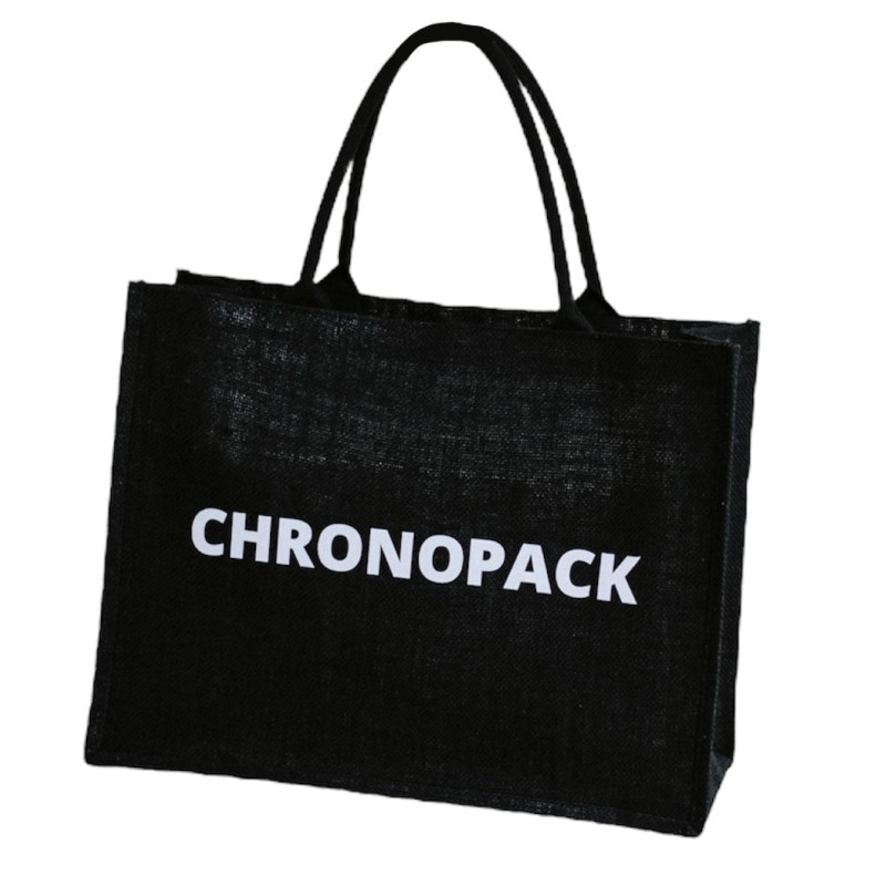 Black burlap bags customized with your logo - Order now