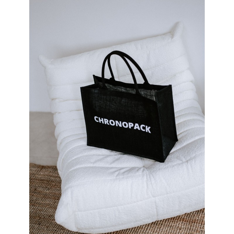 Black burlap bags customized with your logo - Order now