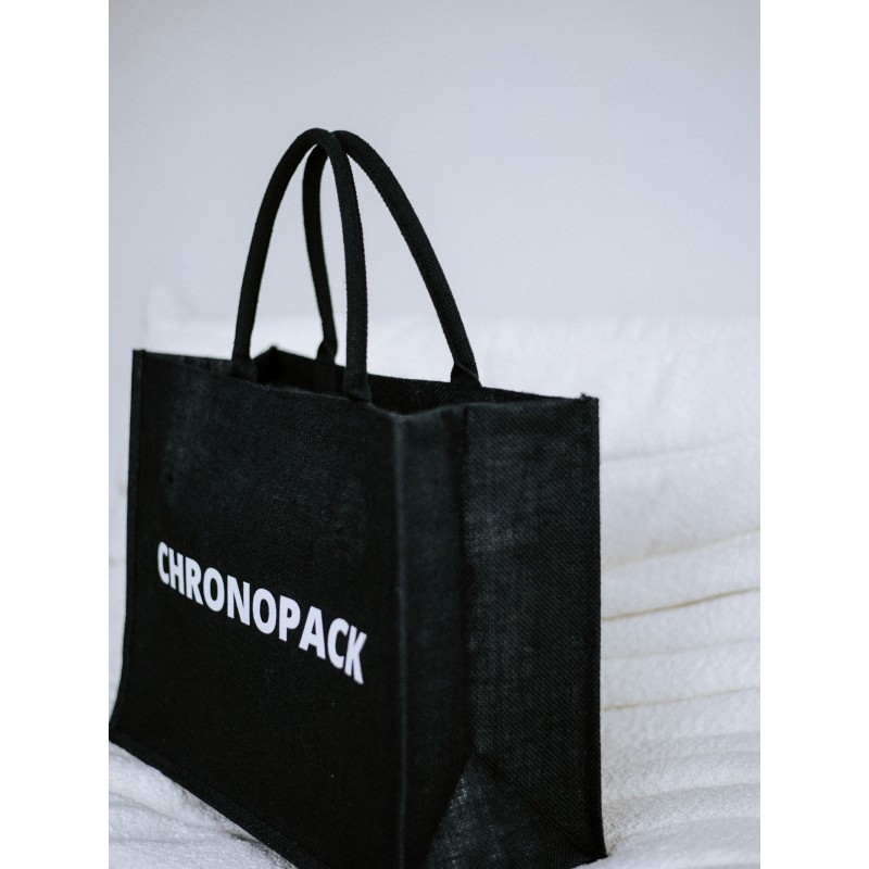 Black burlap bags customized with your logo - Order now