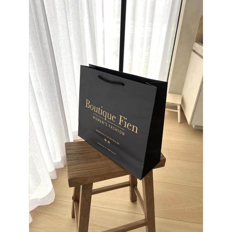 Luxury paper bags - Black L - Drawstring handles