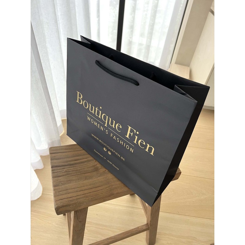 Luxury paper bags - Black L - Drawstring handles