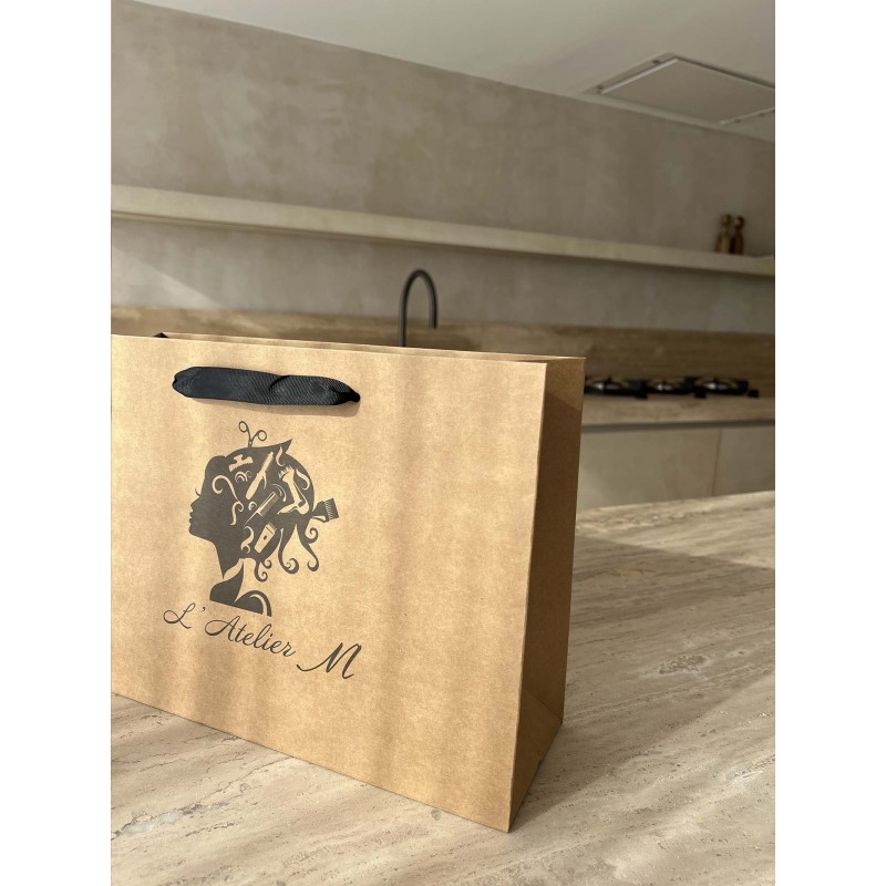 Luxury paper bags - Kraft S - Ribbon handles