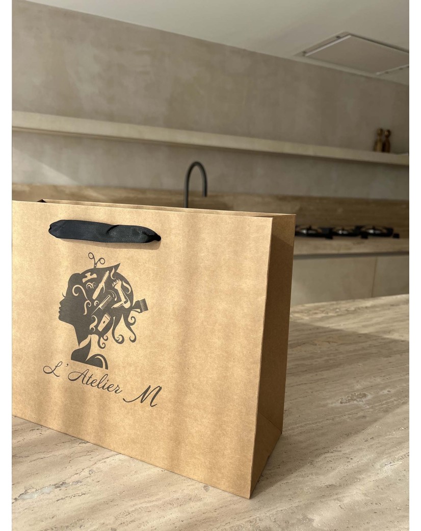 Luxury paper bags - Kraft S - Ribbon handles