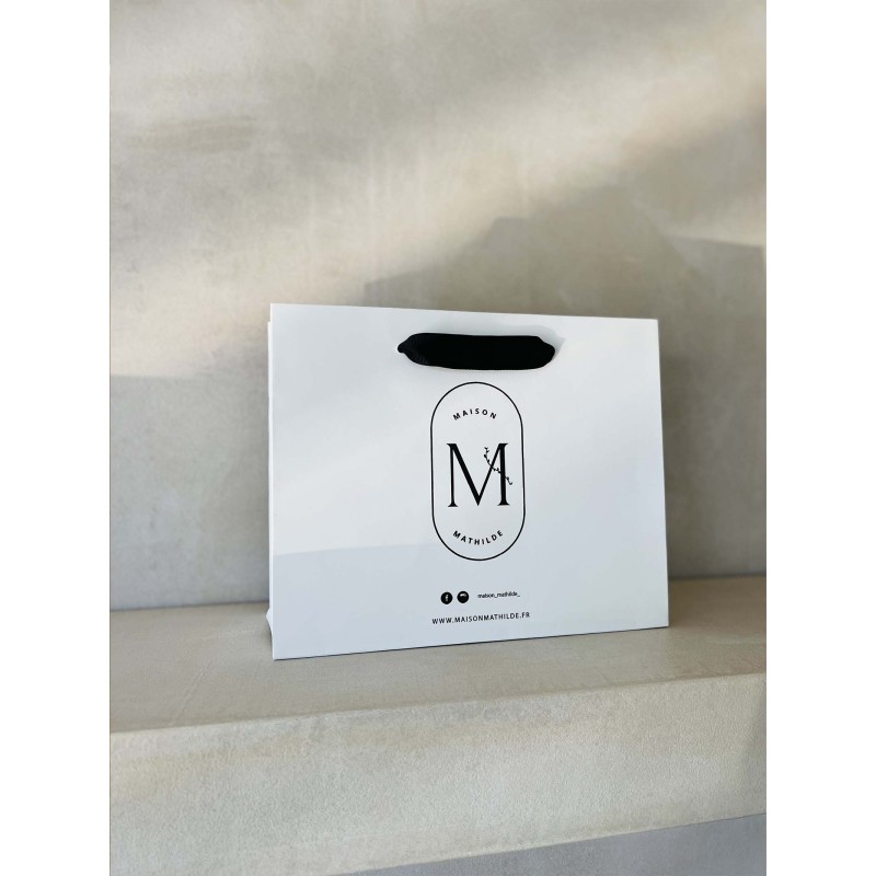 Luxury paper bags - White M - Ribbon handles