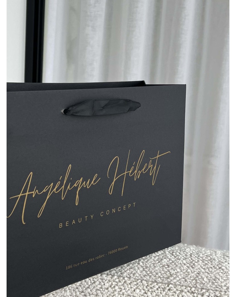 Luxury paper bags - Black M - Ribbon handles