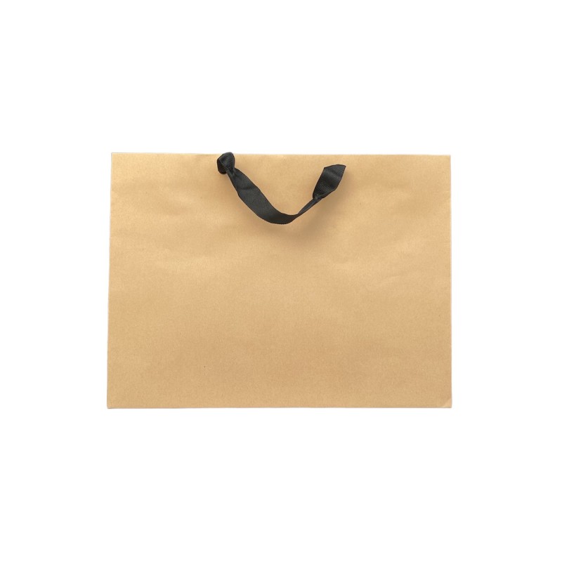 Sac Papier Kraft Poignée Ruban Noir