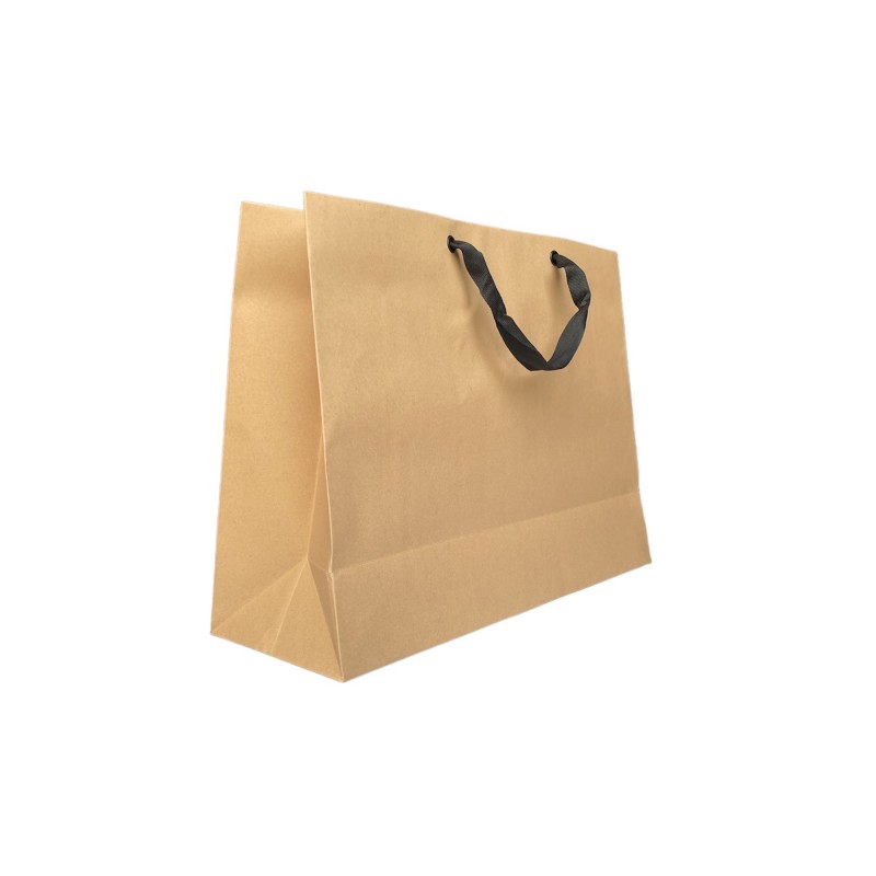 Sac Papier Kraft Poignée Ruban Noir