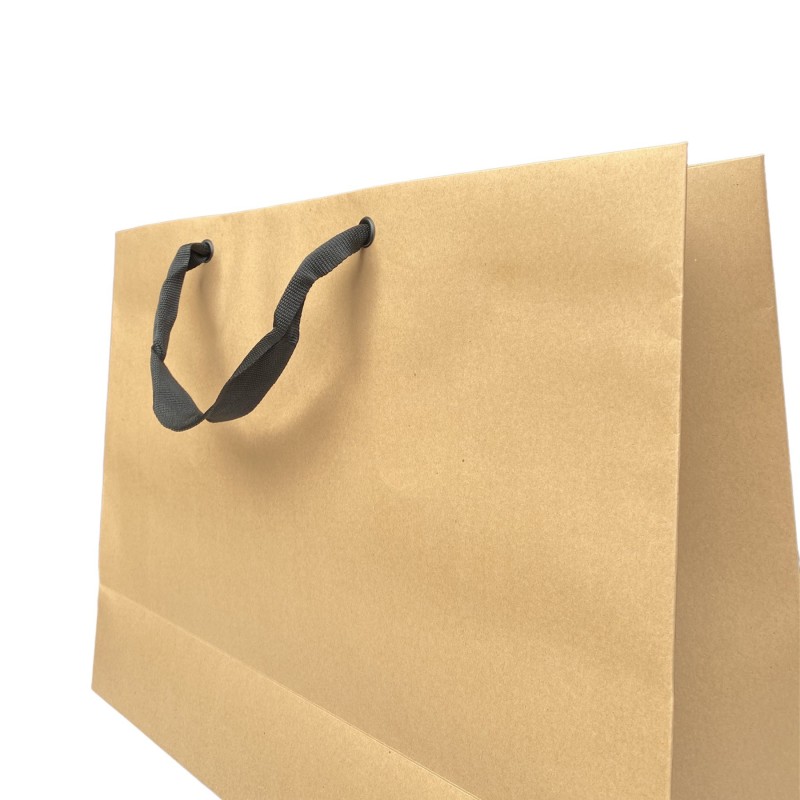 Sac Papier Kraft Poignée Ruban Noir