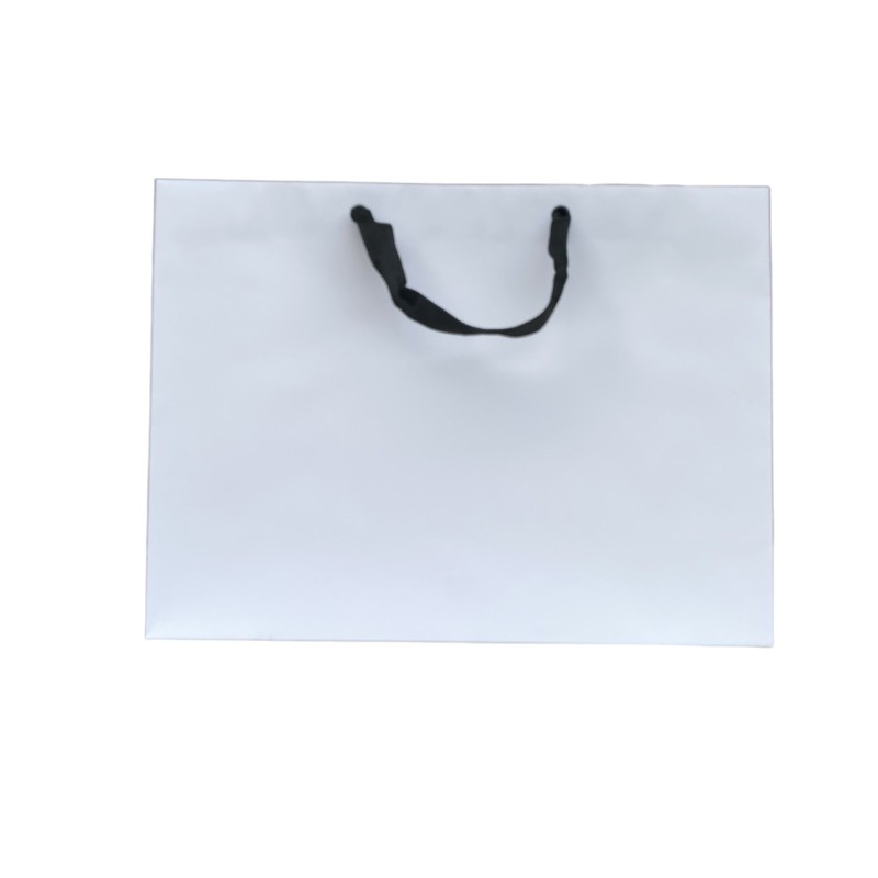 White paper bag Black ribbon handle