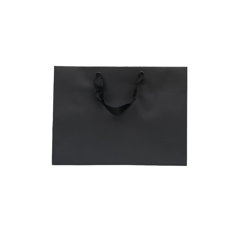 Black paper bag Black ribbon handle