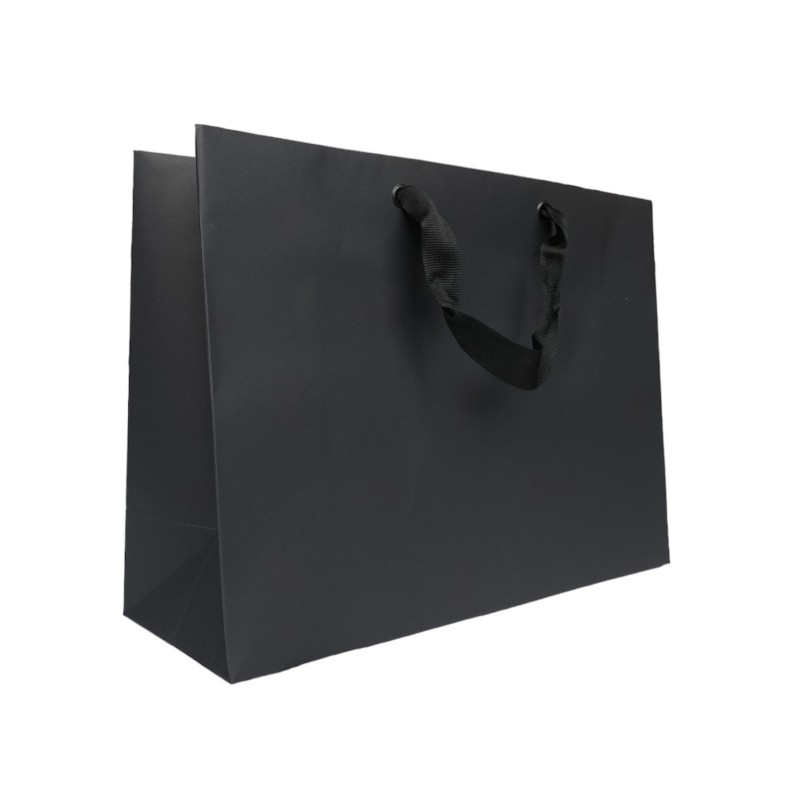 Black paper bag Black ribbon handle