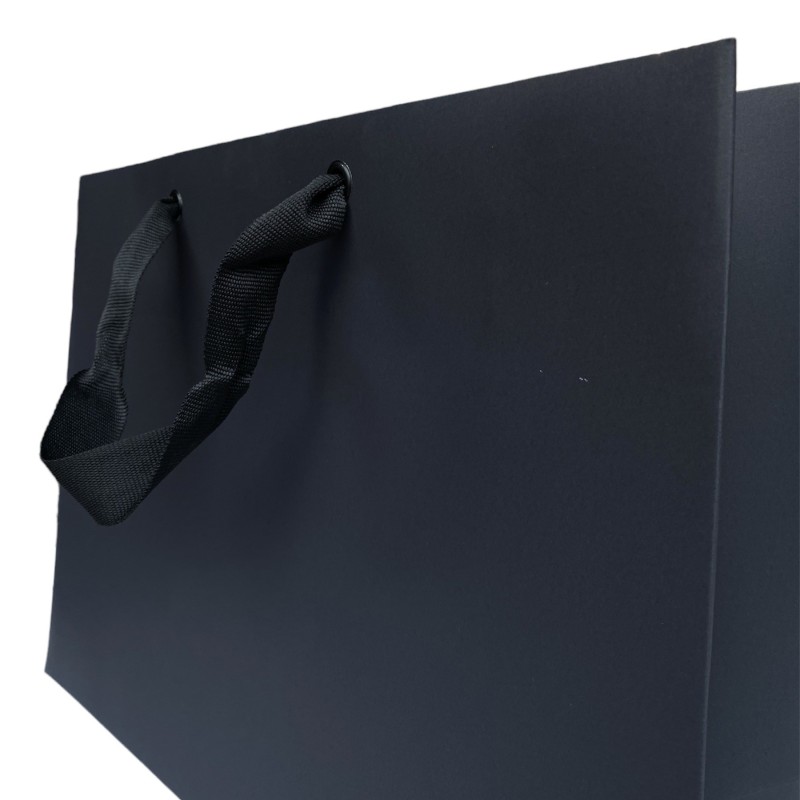 Black paper bag Black ribbon handle