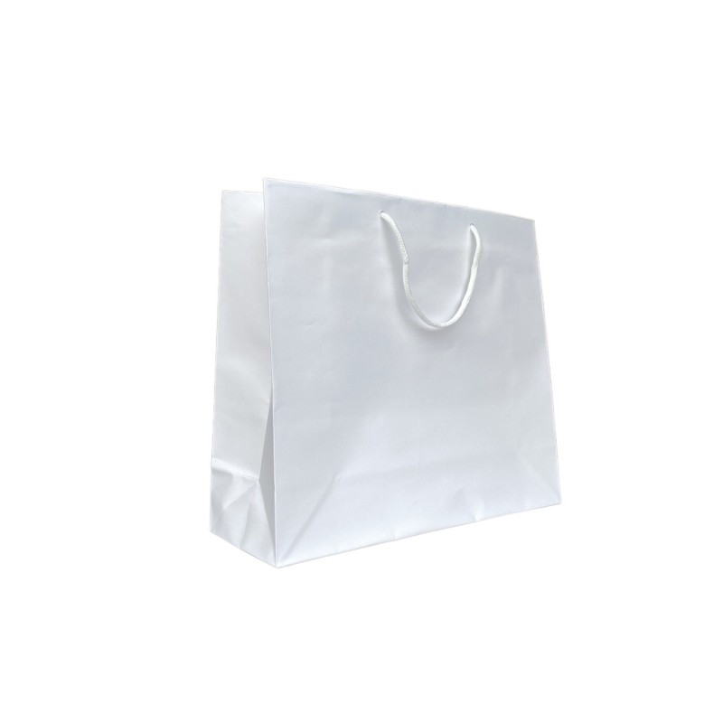 Asa de bolsa de papel blanca Cordón blanco