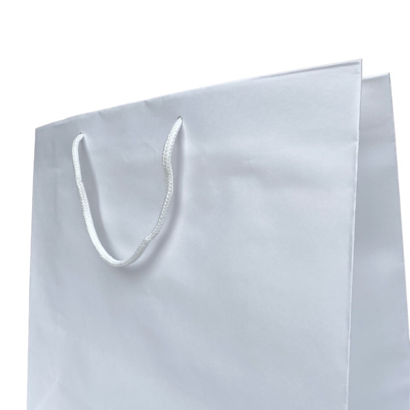 Asa de bolsa de papel blanca Cordón blanco