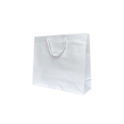 Asa de bolsa de papel blanca Cordón blanco