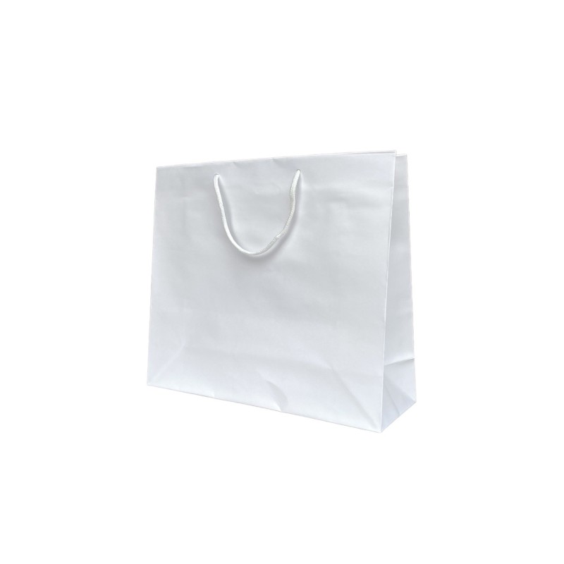 Asa de bolsa de papel blanca Cordón blanco