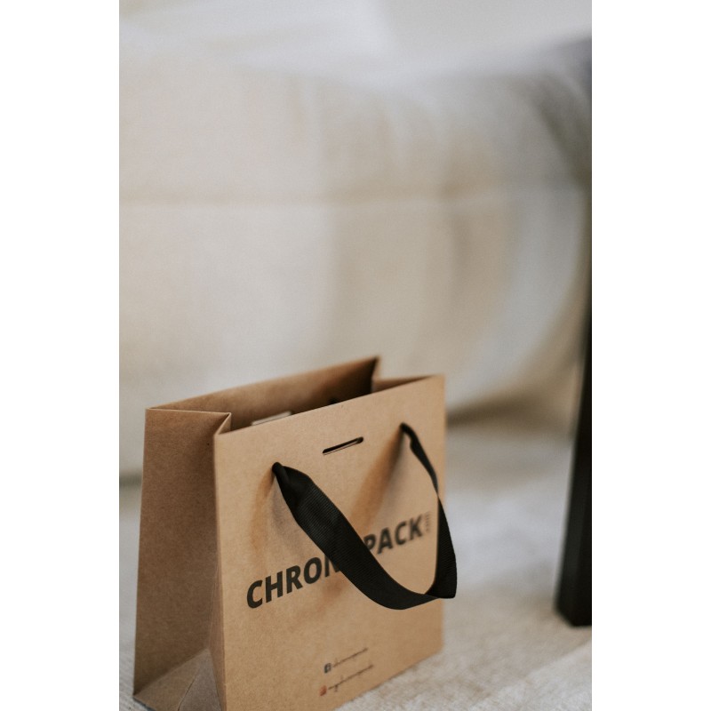 Chronopack Sac papier luxe poignées rubans - Kraft XS