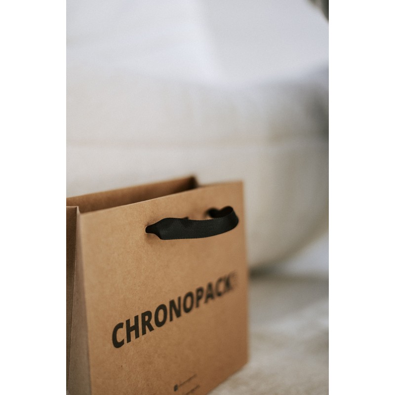 Chronopack Sac papier luxe poignées rubans - Kraft S