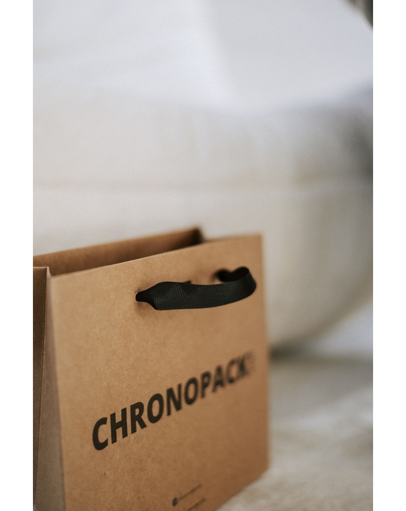 Chronopack Sac papier luxe poignées rubans - Kraft S