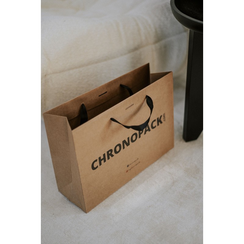 Chronopack Sac papier luxe poignées rubans - Kraft M