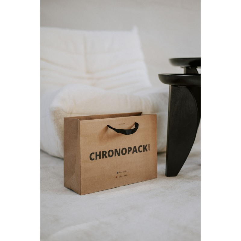 Chronopack Sac papier luxe poignées rubans - Kraft M