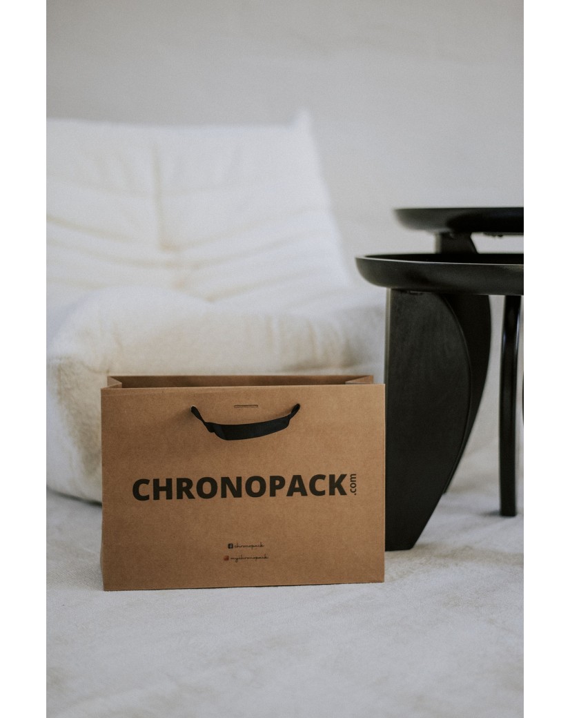 Chronopack Sac papier luxe poignées rubans - Kraft M